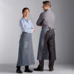 Choice Black and White Poly-Cotton Chalk Stripe Standard Bistro Apron with 1 Pocket - 33