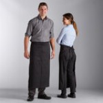 Choice Black and White Poly-Cotton Chalk Stripe Standard Bistro Apron with 1 Pocket - 33