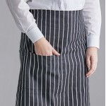 Choice Black and White Poly-Cotton Chalk Stripe Standard Bistro Apron with 1 Pocket - 33