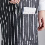 Choice Black and White Poly-Cotton Chalk Stripe Standard Bistro Apron with 1 Pocket - 33