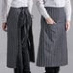 Choice Black and White Poly-Cotton Chalk Stripe Standard Bistro Apron with 1 Pocket - 33