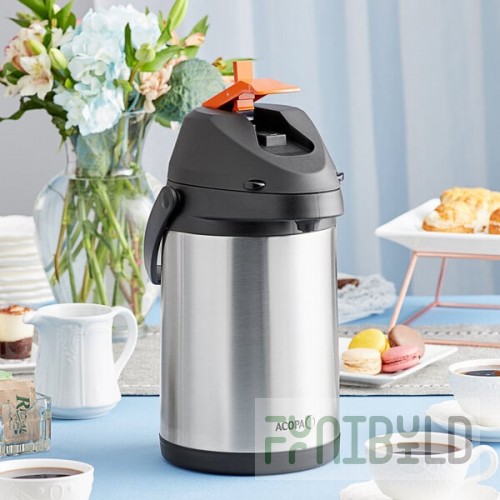 Acopa 3 Liter Stainless Steel Lined Decaf Airpot with Metal Lever