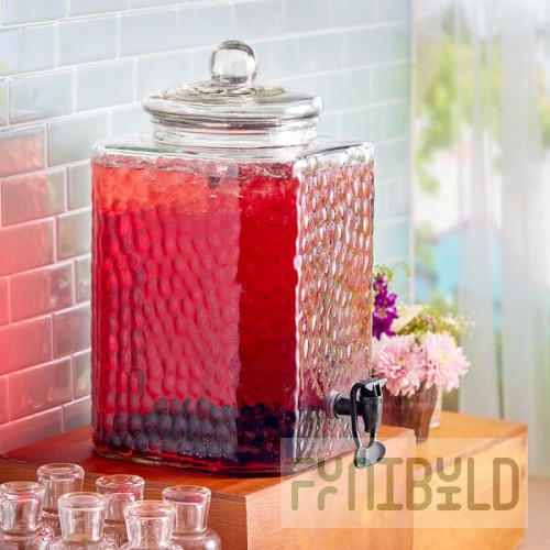 Acopa 5 Gallon Hammered Glass Hands-Free Beverage Dispenser