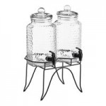 Acopa 5 Gallon Hammered Glass Hands-Free Beverage Dispenser
