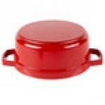 GET Heiss 8 oz. Red / White Enamel Coated Cast Aluminum Mini Coated Cast Aluminum Round Bistro Pot with Lid CA-002-RW/CC GET Heiss 8 oz. Red / White Enamel Coated Cast Aluminum Mini Coated Cast Aluminum Round Bistro Pot with Lid CA-002-RW/CC