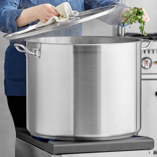 Vigor SS1 Series 80 Qt. Heavy-Duty Stainless Steel Aluminum-Clad Stock Pot with Cover Vigor SS1 Series 80 Qt. Heavy-Duty Stainless Steel Aluminum-Clad Stock Pot with Cover