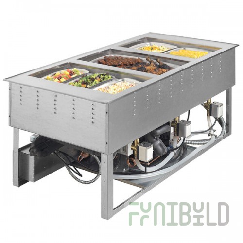 Vollrath FC-6HC-03120 Three Well Modular Drop-In Hot / Cold Food Well with Manual Manifold Drain - 120V