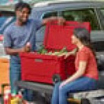 CaterGator CG65REDW Red 65 Qt. Mobile Rotomolded Outdoor Cooler / Ice Chest