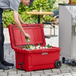 CaterGator CG65REDW Red 65 Qt. Mobile Rotomolded Outdoor Cooler / Ice Chest