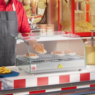 Carnival King HDCG1A Silver Curved Glass Full Service Hot Food Display Case with 1 Shelf - 120V, 800W