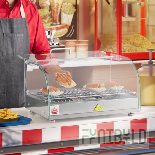 Carnival King HDCG1A Silver Curved Glass Full Service Hot Food Display Case with 1 Shelf - 120V, 800W