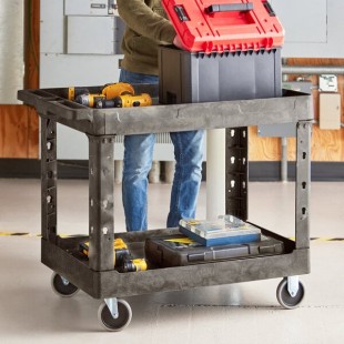 Lavex Large Black 2-Shelf Utility Cart - 40 3/4