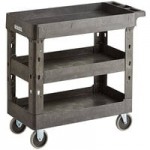 Lavex Large Black 2-Shelf Utility Cart - 40 3/4 Lavex Large Black 2-Shelf Utility Cart - 40 3/4
