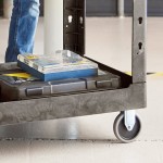 Lavex Large Black 2-Shelf Utility Cart - 40 3/4 Lavex Large Black 2-Shelf Utility Cart - 40 3/4