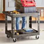 Lavex Large Black 2-Shelf Utility Cart - 40 3/4 Lavex Large Black 2-Shelf Utility Cart - 40 3/4