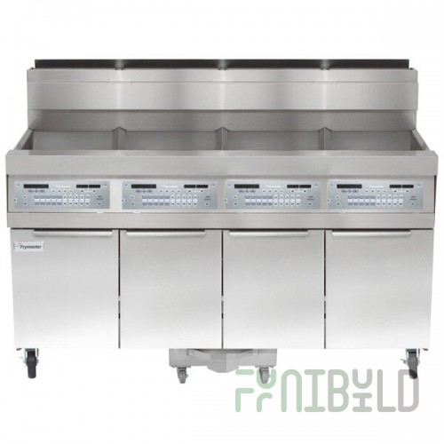 Frymaster SCFHD450G 200 lb. 4 Unit Natural Gas Floor Fryer System with Thermatron Controls and Filtration System - 400,000 BTU