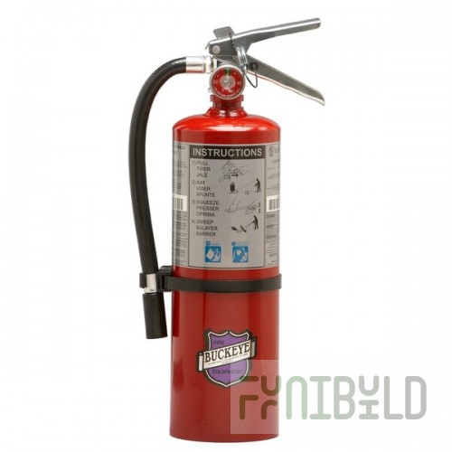 Buckeye 5 lb. Purple K Fire Extinguisher with Fixed Nozzle - Rechargeable Untagged with Wall Mount - UL Rating 10-B:C