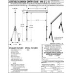 Vestil 12' x 12' Aluminum Gantry Crane with Adjustable Height AHA-2-12-12 - 2,000 lb. Capacity Vestil 12' x 12' Aluminum Gantry Crane with Adjustable Height AHA-2-12-12 - 2,000 lb. Capacity