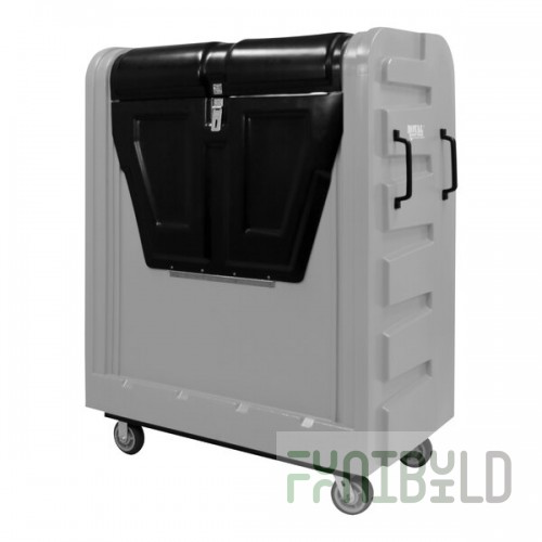 Royal Basket Trucks 48 Cu. Ft. Gray Security Poly Truck with Steel Base and 2 Rigid / 2 Swivel Casters R48-GRX-BSC-6UNN