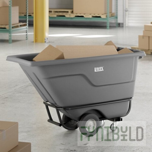 Lavex 0.5 Cubic Yard Gray Heavy-Duty Tilt Truck / Trash Cart (850 lb. Capacity)