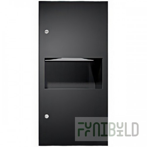 American Specialties, Inc. Simplicity 10-64623-41PC Matte Black Recessed Paper Towel Dispenser with 2.2 Gallon Waste Receptacle
