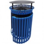Wausau Tile MF3222 36 Gallon Flat Steel Round Trash Can with Aluminum Funnel Lid and Side Door Wausau Tile MF3222 36 Gallon Flat Steel Round Trash Can with Aluminum Funnel Lid and Side Door