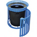 Wausau Tile MF3222 36 Gallon Flat Steel Round Trash Can with Aluminum Funnel Lid and Side Door Wausau Tile MF3222 36 Gallon Flat Steel Round Trash Can with Aluminum Funnel Lid and Side Door