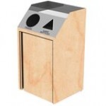 Lakeside 4412VC Stainless Steel Rectangular Refuse / Recycling Station with Front Access and Victorian Cherry Laminate Finish - 26 1/2