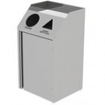 Lakeside 4412VC Stainless Steel Rectangular Refuse / Recycling Station with Front Access and Victorian Cherry Laminate Finish - 26 1/2