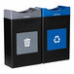 Commercial Zone Avante 60 Gallon Blue / Gray Polyethylene Rectangular Indoor / Outdoor Shallow Two-Stream Trash Can / Recycling Bin