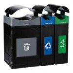Commercial Zone Avante 60 Gallon Blue / Gray Polyethylene Rectangular Indoor / Outdoor Shallow Two-Stream Trash Can / Recycling Bin