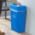 Lavex 16 Gallon Blue Slim Rectangular Recycle Bin with Drop Shot Lid Lavex 16 Gallon Blue Slim Rectangular Recycle Bin with Drop Shot Lid