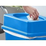 Lavex 16 Gallon Blue Slim Rectangular Recycle Bin with Drop Shot Lid Lavex 16 Gallon Blue Slim Rectangular Recycle Bin with Drop Shot Lid