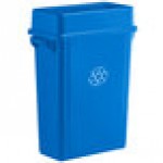 Lavex 16 Gallon Blue Slim Rectangular Recycle Bin with Drop Shot Lid Lavex 16 Gallon Blue Slim Rectangular Recycle Bin with Drop Shot Lid