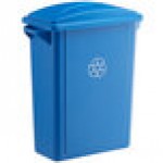 Lavex 16 Gallon Blue Slim Rectangular Recycle Bin with Drop Shot Lid Lavex 16 Gallon Blue Slim Rectangular Recycle Bin with Drop Shot Lid