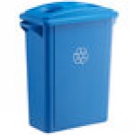 Lavex 16 Gallon Blue Slim Rectangular Recycle Bin with Drop Shot Lid Lavex 16 Gallon Blue Slim Rectangular Recycle Bin with Drop Shot Lid
