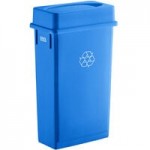Lavex 16 Gallon Blue Slim Rectangular Recycle Bin with Drop Shot Lid Lavex 16 Gallon Blue Slim Rectangular Recycle Bin with Drop Shot Lid