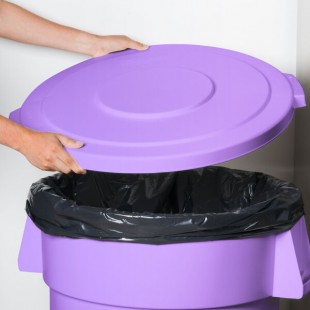 Carlisle 84104589 Bronco 44 Gallon Purple Flat Round Trash Can Lid