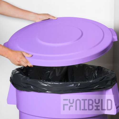 Carlisle 84104589 Bronco 44 Gallon Purple Flat Round Trash Can Lid
