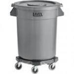 Lavex 20 Gallon White Round Commercial Trash Can with Lid and Dolly Lavex 20 Gallon White Round Commercial Trash Can with Lid and Dolly