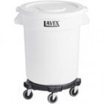 Lavex 20 Gallon White Round Commercial Trash Can with Lid and Dolly Lavex 20 Gallon White Round Commercial Trash Can with Lid and Dolly