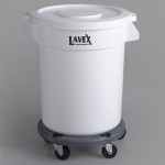Lavex 20 Gallon White Round Commercial Trash Can with Lid and Dolly Lavex 20 Gallon White Round Commercial Trash Can with Lid and Dolly