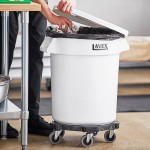Lavex 20 Gallon White Round Commercial Trash Can with Lid and Dolly Lavex 20 Gallon White Round Commercial Trash Can with Lid and Dolly
