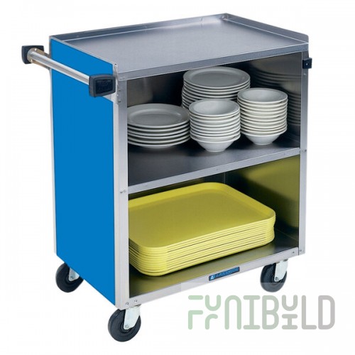 Lakeside 622BL Medium-Duty Stainless Steel Three Shelf Utility Cart with Enclosed Base and Royal Blue Finish - 19