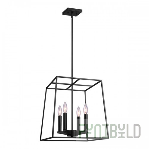 Canarm Wexford Matte Black Industrial Chandelier - 120V, 60W