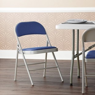 Lancaster Table & Seating Blue Fabric Folding Chair with Padded Seat Lancaster Table & Seating Blue Fabric Folding Chair with Padded Seat
