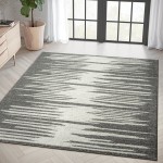 Abani Casa Collection 4' x 6' Cream / Gray Contemporary Abstract Geometric Jagged Area Rug