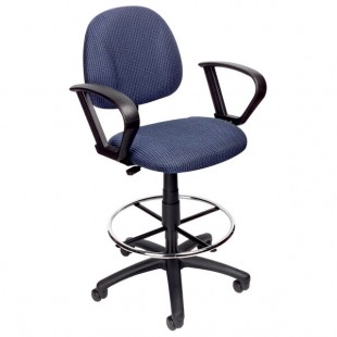 Boss B1617-BE Blue Drafting Stool with Footring and Loop Arms Boss B1617-BE Blue Drafting Stool with Footring and Loop Arms
