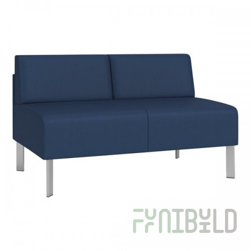 Lesro Luxe Lounge Series Patriot Plus Imperial Blue Vinyl Loveseat with Steel Legs