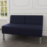 Lesro Luxe Lounge Series Patriot Plus Imperial Blue Vinyl Loveseat with Steel Legs Lesro Luxe Lounge Series Patriot Plus Imperial Blue Vinyl Loveseat with Steel Legs